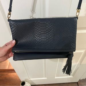Gigi New York Navy Foldover Crossbosy/Clutch
